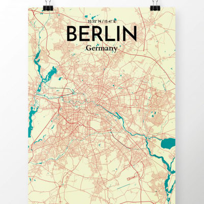 « berlin city map », reproduction d’impression sur affiche en tricolore