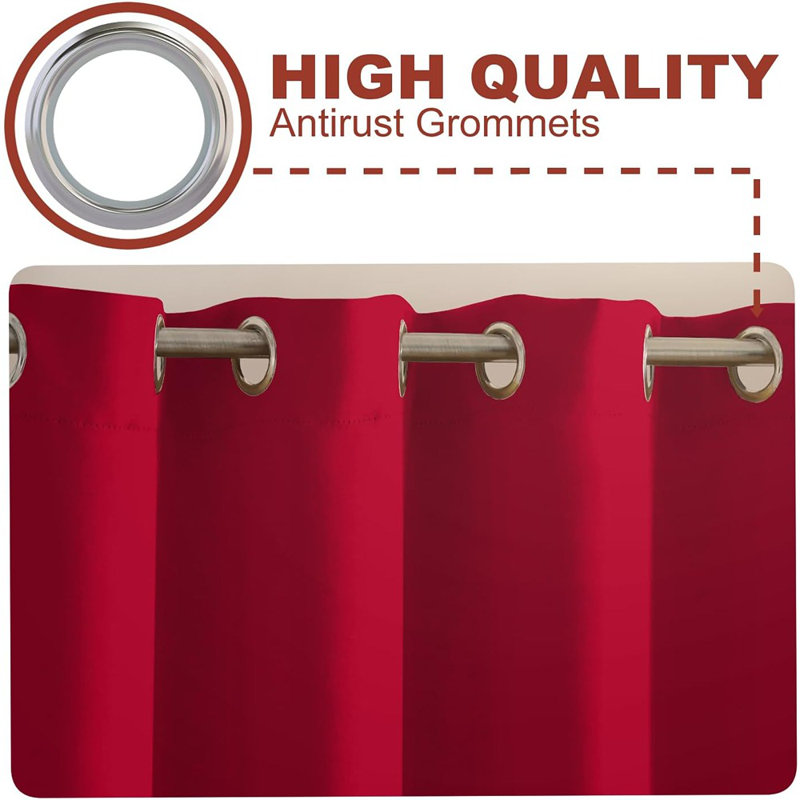 Rideau occultant rouge - 1 panneau à œillets, isolant thermique, obscurcissant, Rouge, L 52 po x L 84 po