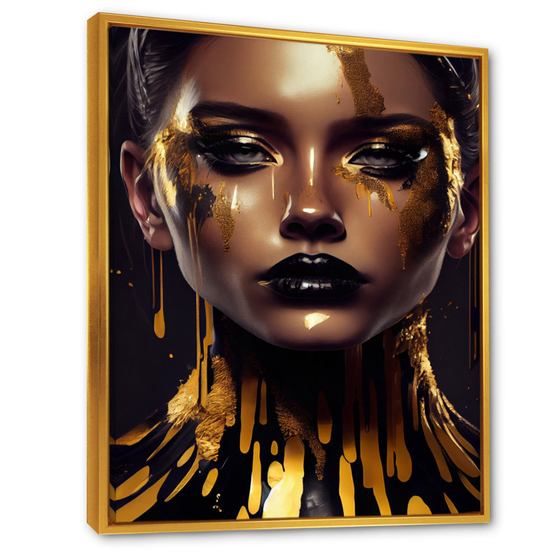 Sensual, liquide, or, femme II - Impression sur toile, H 20 po x l 12 po x P 1 po, Toile avec cadre flottant or