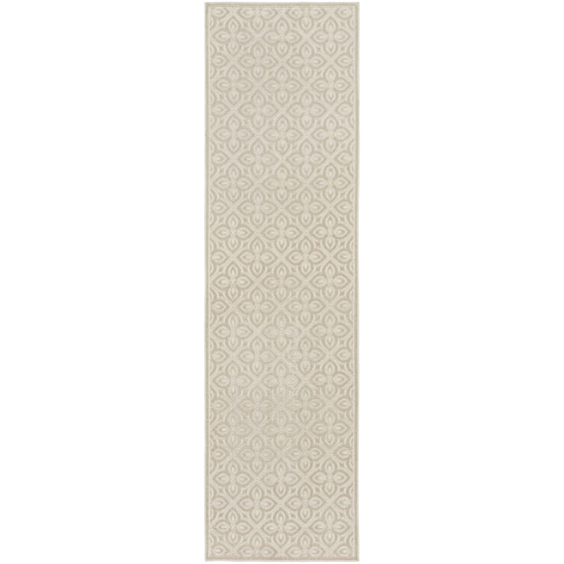 Nourison Washable Charm 2' x 6' Silver Ivory Contemporary Indoor Rug, Runner 2' x 6'