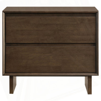 Table de chevet 2 tiroirs brun chaud