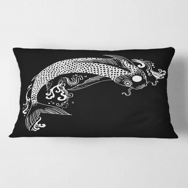 Coussin Rectangle, Chinoiserie Koi Fish I - Traditional