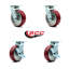 6 Inch Poly on Aluminum Swivel Caster Set with Ball Bearings 2 Brakes SCC|SCC-30CS620-PAB-2-TLB-2