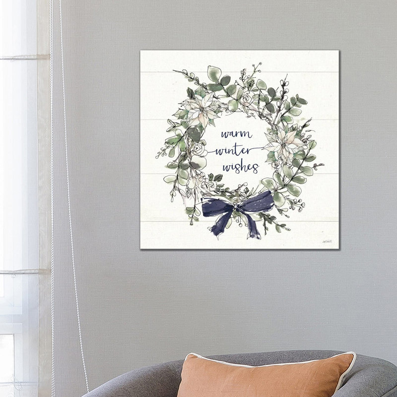 Modern Farmhouse VII Christmas Navy Bow by Anne Tavoletti - Wrapped Canvas Print, 66.04 cm H x 66.04 cm W
