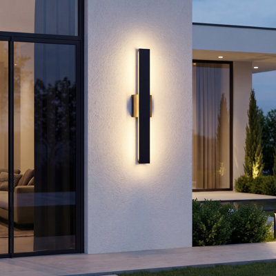 31.5 in. Modern Black Dimmable Integrated LED Linear Outdoor Wall Sconce