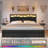 Farmhouse Style Bed Frame with LED Headboard & Storage-1028532640-1020761074