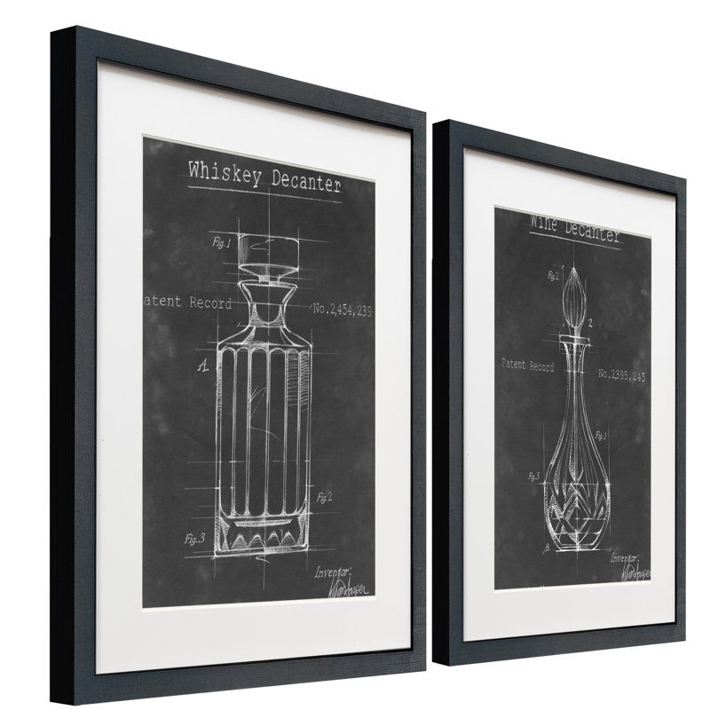 «Ashburne Blueprint VII», ensemble de 2 reproductions d'art sur papier encadrées