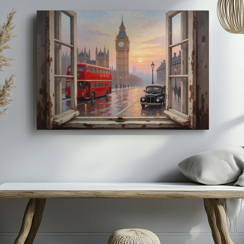 Reproduction d'art sur toile London Big Ben Red Double Decker Bus, 30 x 40 in