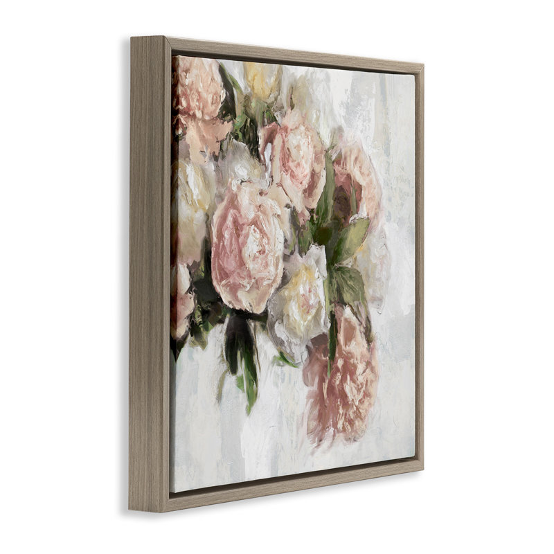 Arrangement de roses roses élégantes, H 18 po x l 18 po, Cadre flottant orme Montalcino