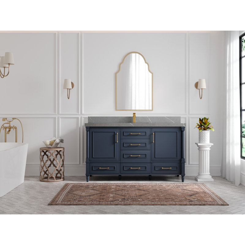 Ensemble de meuble-lavabo simple 60 po Aberdeen, Gris Piatra, Noir