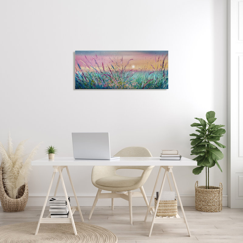 Coucher de soleil, étang, roseaux, giclée, art par Jennifer Taylor Art, H 17 po x l 40 po
