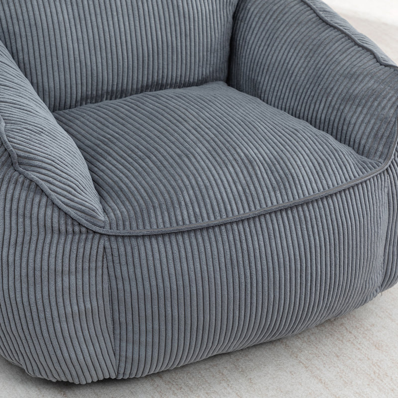 Grand fauteuil à billes en velours côtelé avec accoudoirs Comfy, Gris foncé