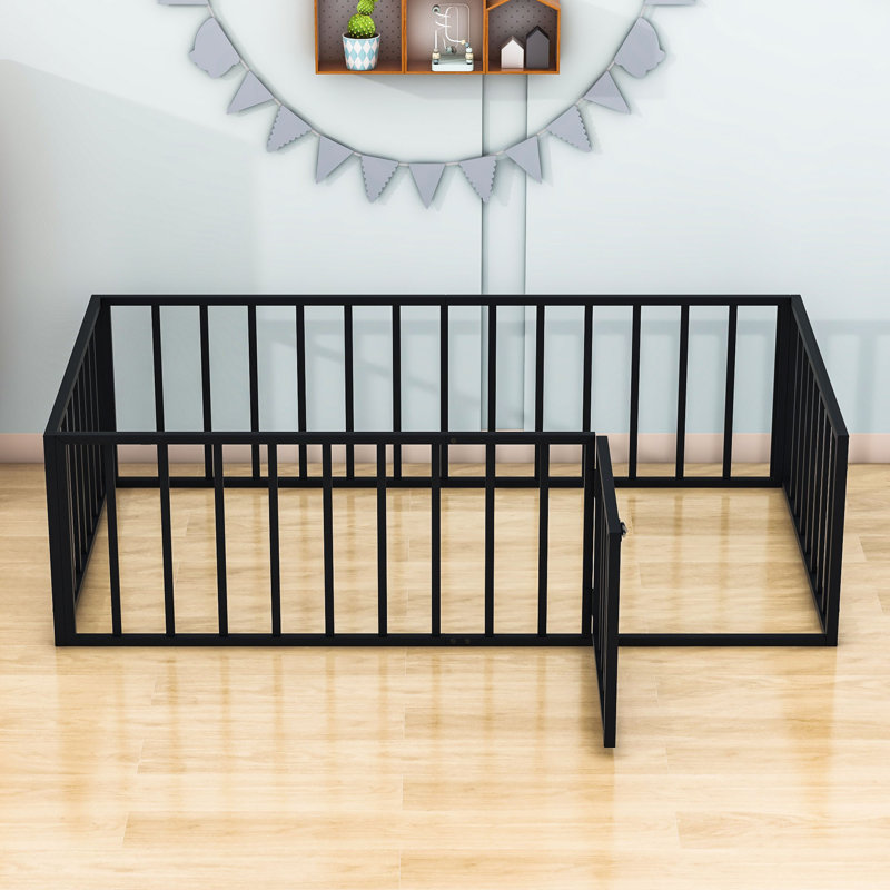 Lit plateforme en métal Micaih, Simple, Noir