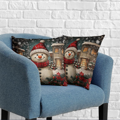 Christmas Pillow Covers Set of 2, 18x18 Inch Winter Snowflake Throw Pillow Cases, Holiday Decorative Cushion Covers for Couch, Sofa, Bed & Living Room