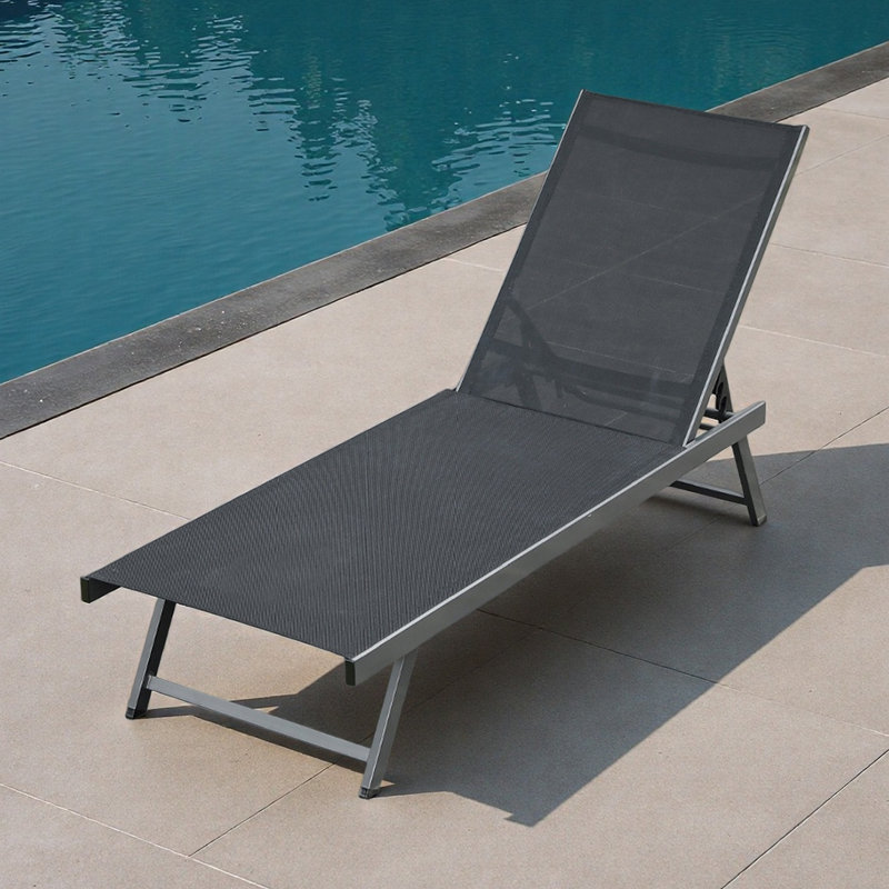 Outdoor leisure beach lounge chair, 1, Black