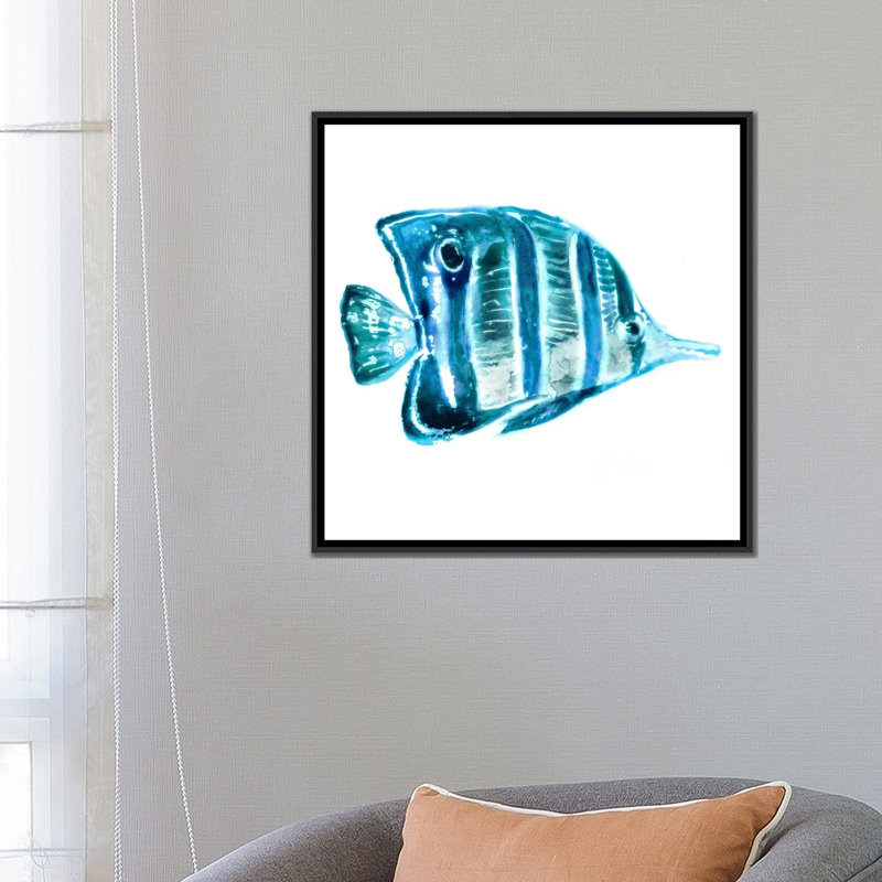" Fish III " by Edward Selkirk, 18" H x 18" W x 1.5" D, Black Framed Canvas, No Mat