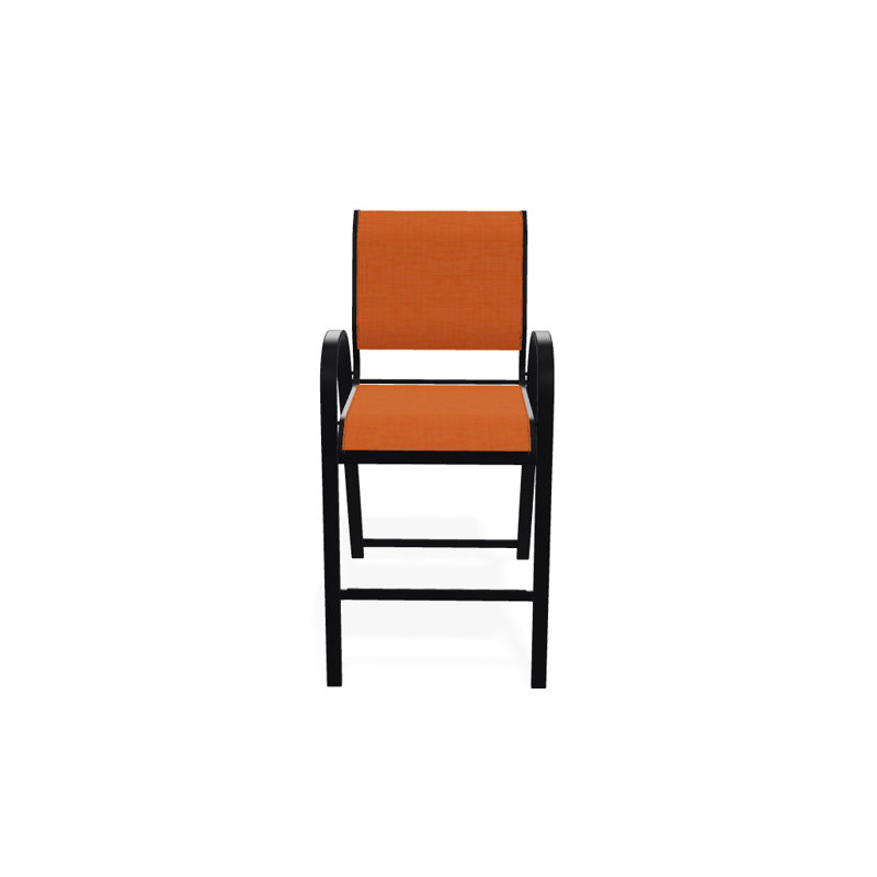 Tabouret de bar Holna, Toile Sunbrella® tangerine, Noir texturé