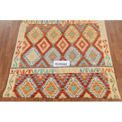 Flat Weave Kilim Reversible Wool Rug 5x6