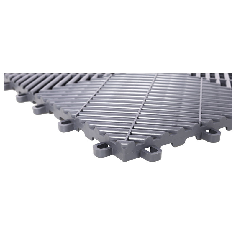 Paquet de 25 carreaux de sol de garage en plastique gris, tapis antidérapants de 15,6 po x 15,6 po, Gris