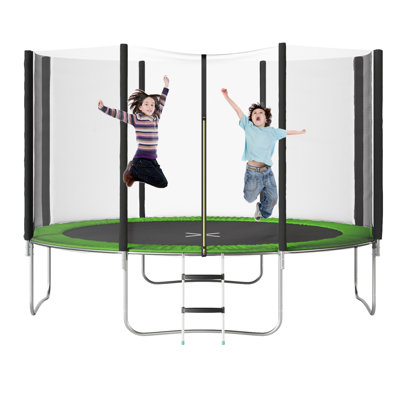 Furmax Round Backyard Trampoline with Safety Enclosure