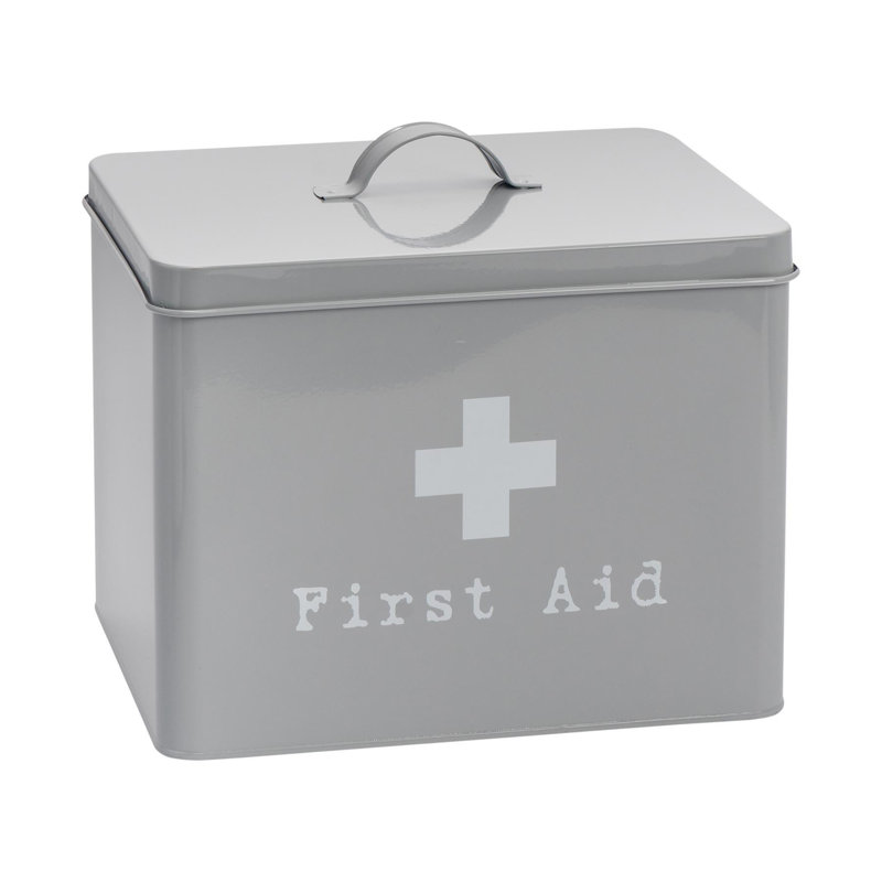 Harbour Housewares Vintage Metal First Aid Box - 29cm, Grey