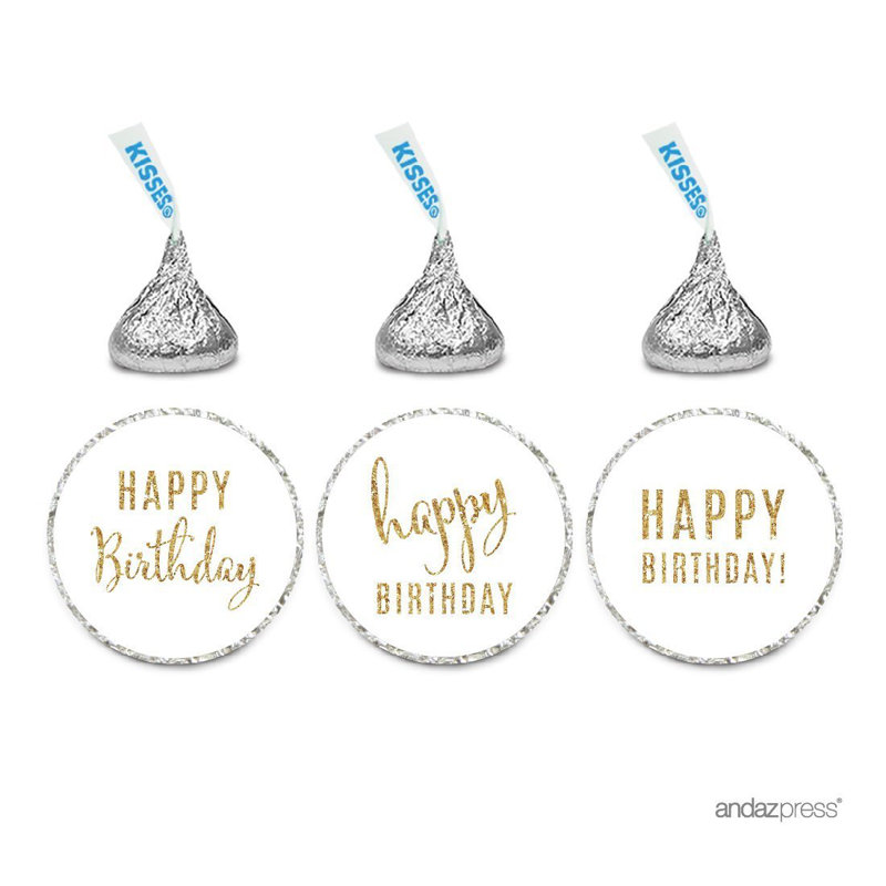 Autocollant de dépôt en chocolat à papier happy birthday, Blanc