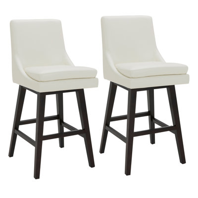 Aleksy Swivel Upholstered Counter Stool with Solid Wood Frame