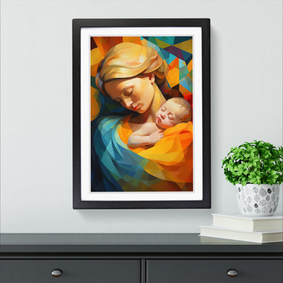 XYZ-FRM-V1223-4567 Mother And Baby Orphism - Single Picture Frame Print on Wood