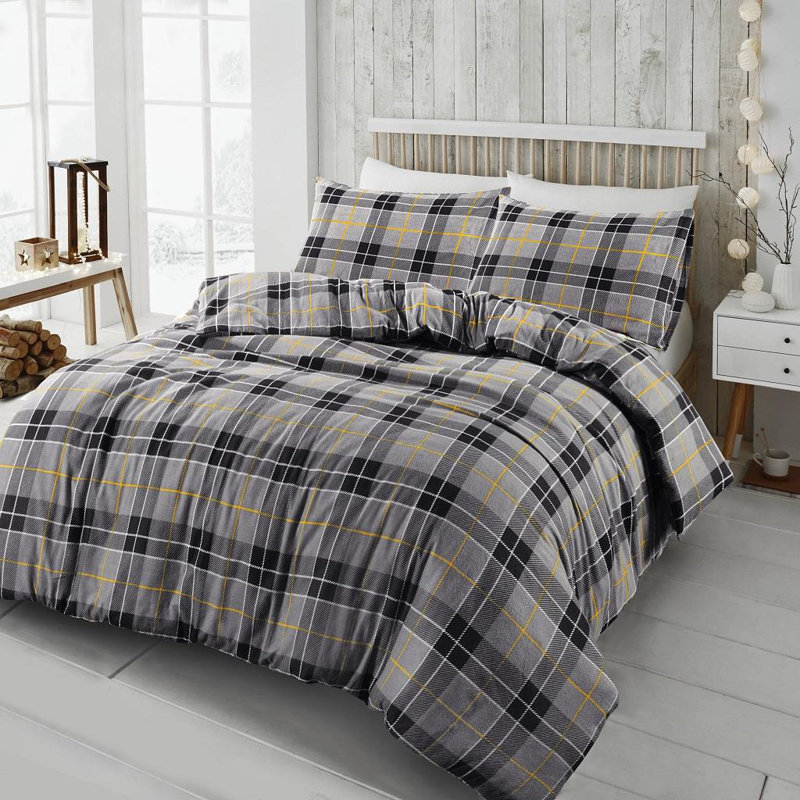 Check Argyle Duvet Cover with Pillowcases Included, Single Duvet Cover + 1 Standard Pillowcase, Grey