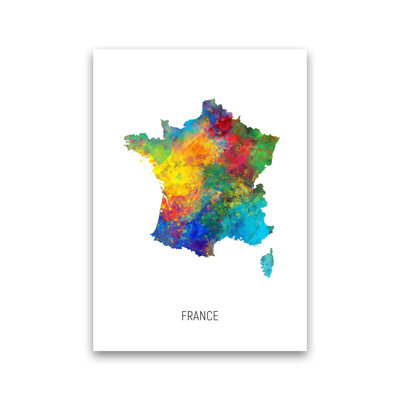 France Watercolour Map by Michael Tompsett - Print