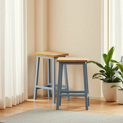 Tabourets de bar en bois massif (pas cher en fer), ensemble de 2 chaises de bar de 25,6 po de hauteur, tabourets de comptoir de cuisine avec repose-pieds, tabourets de ferme pour la salle à manger, cuisine, comptoir