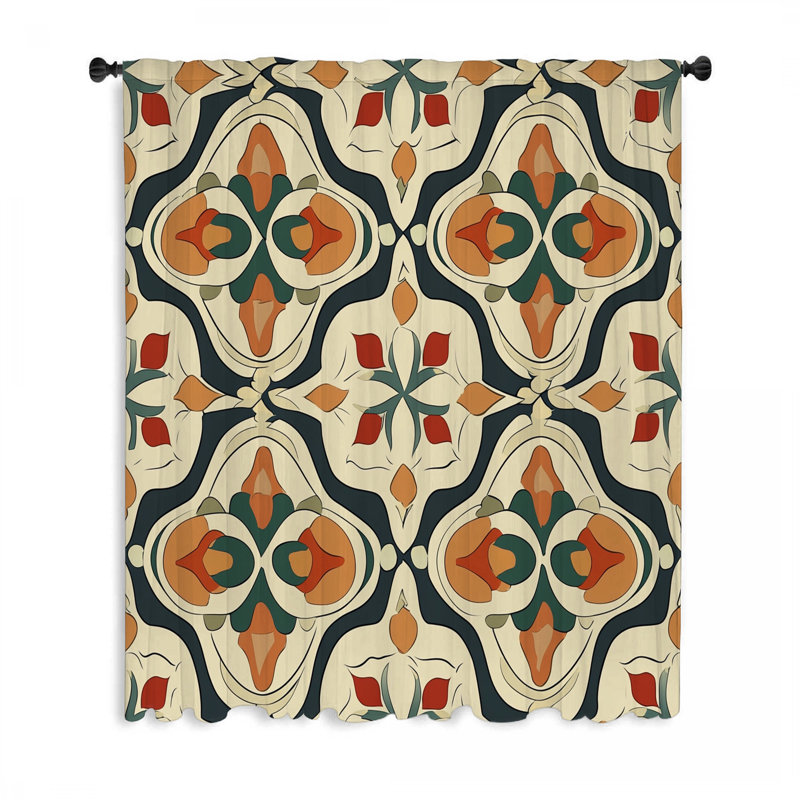 Rideaux de fenêtre à motif de carreaux, blocs abstraits et voilages - 1 panneau, L 50 po x L 96 po