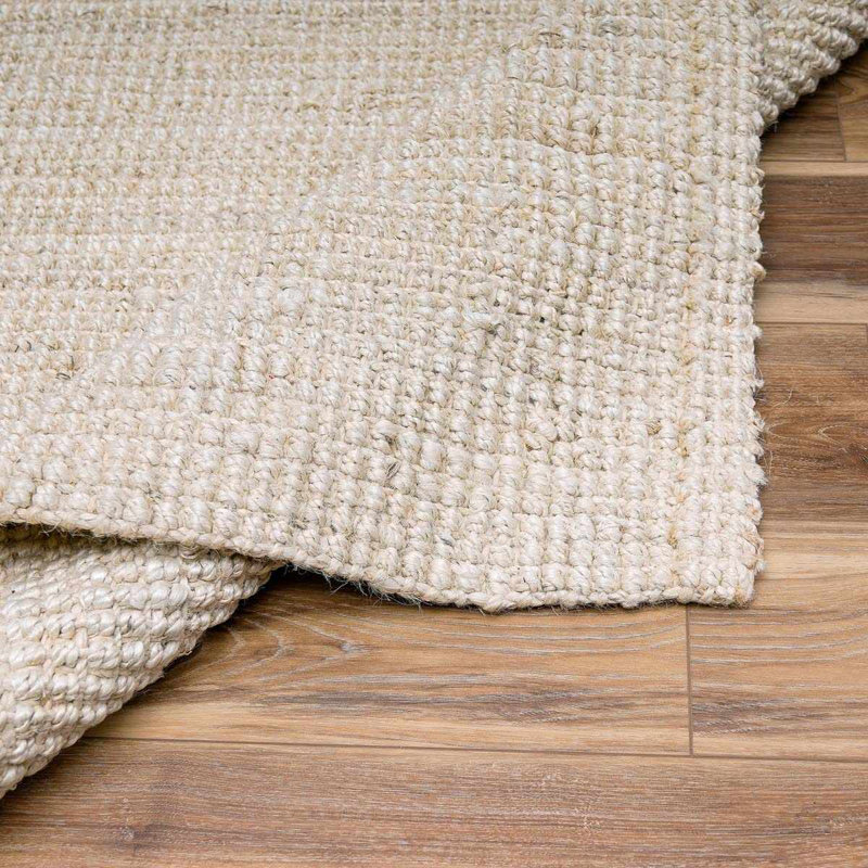 Tapis en jute / sisal beige tissé à la machine de couleur unie Beason, Tapis de couloir 2 pi 6 po x 8 pi