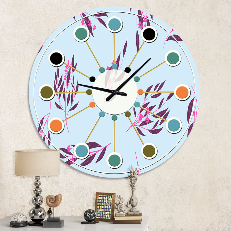 Horloge murale moderne Mid-Century Bright Eucalyptus, Moyenne