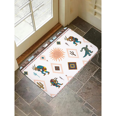 Southwest Ethnic Totem Print Bath Rug For Bathroom, 16 X 24 Inch
