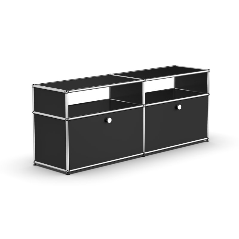Lateafa 59.05'' Wide 2 - Shelf Storage Cabinet, Black