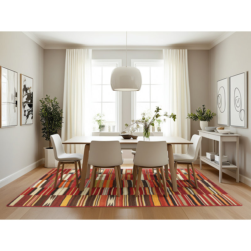 Tapis de zone rouge contemporaine, Rectangle 7 pi x 10 pi