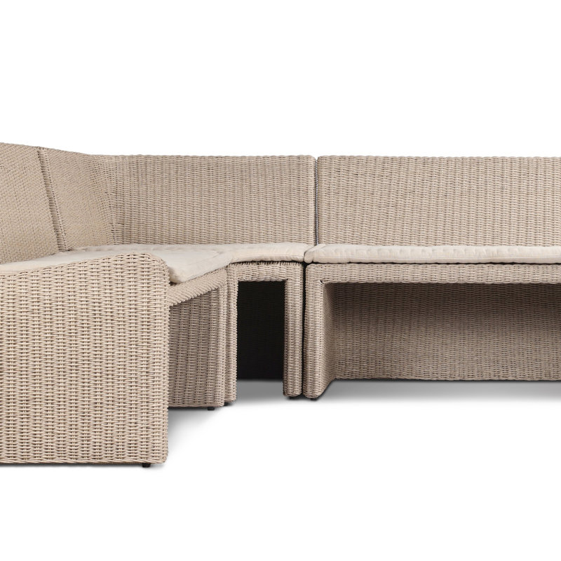 Senna Outdoor L-Shape Dining Banquette, Left Hand Facing