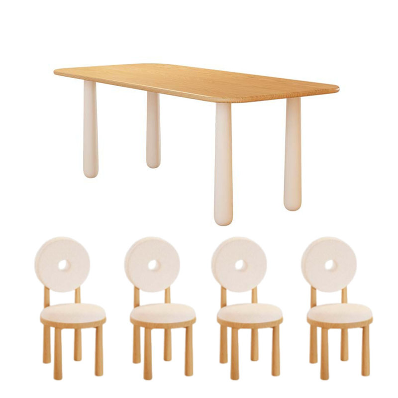 Solid Wood Rectangular Dining Table, Sturdy Legs, 29.5"H x 70.9"L x 31.5"W