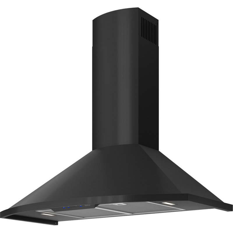 Savona Black Stainless Steel Wall Mount Range Hood with LED Lights