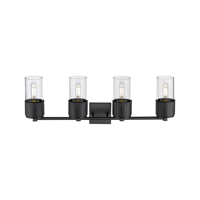 Éclairage pour meuble-lavabo mural 4 po Bolivar, Transparent, Noir mat