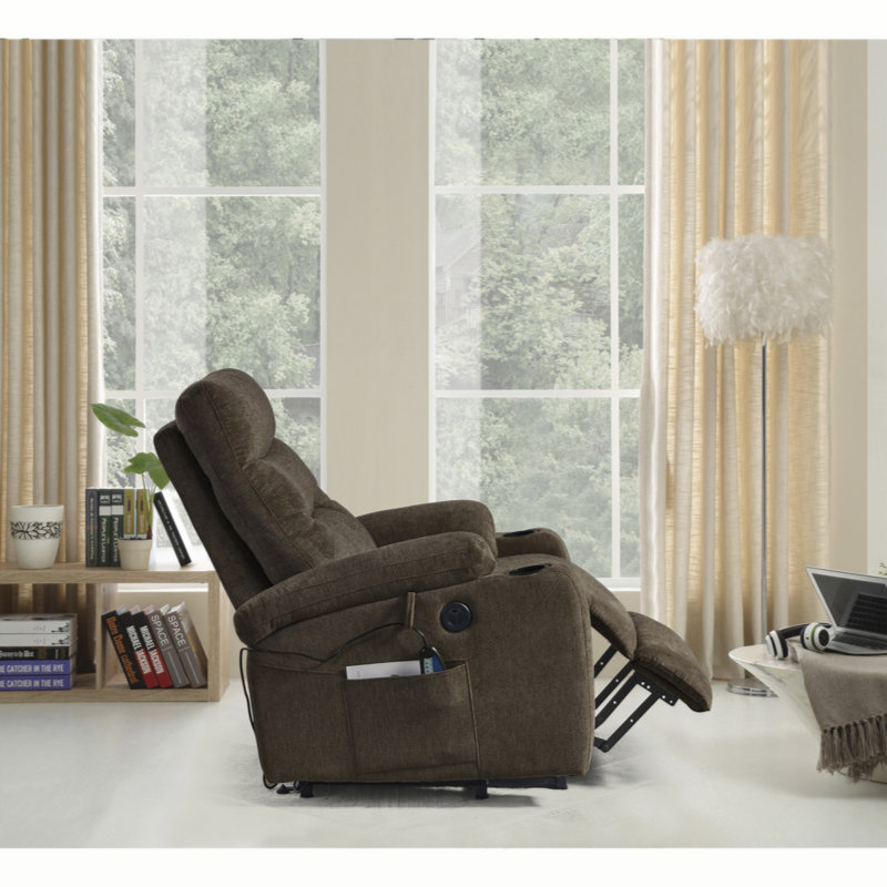 Pascasio Upholstered Heated Massage Chair, Dark Brown