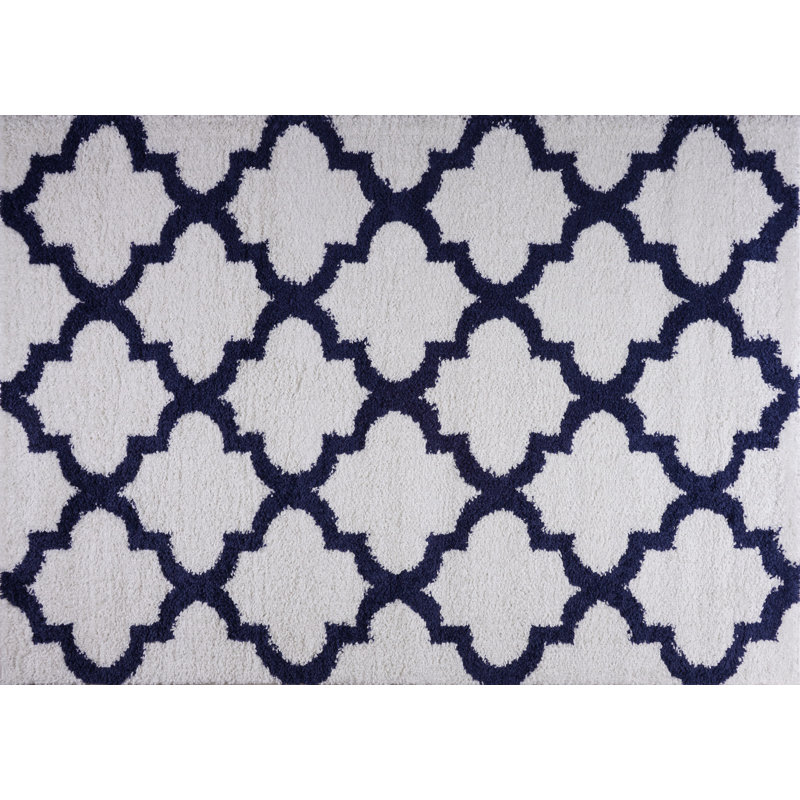 Tapis décoratif bleu géométrique Ean, Tapis de couloir 2 pi 7 po x 4 pi 11 po