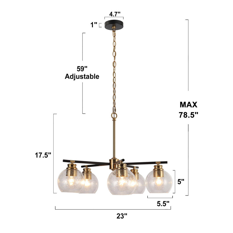5-Light Dimmable Modern Shaded Chandelier