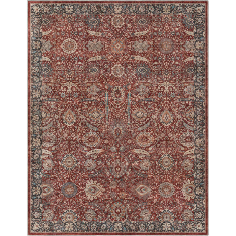 Asha Oriental Persian Flat-Weave Red Rug, Rectangle 7'7" x 9'10"