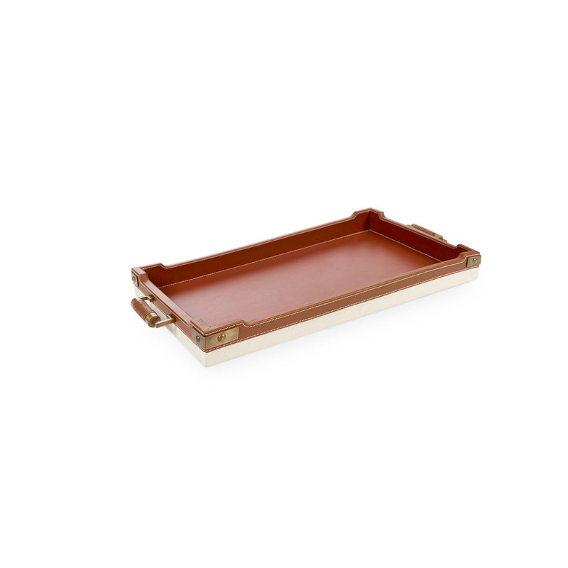 Toulon Decorative Tray, Tan/Walnut