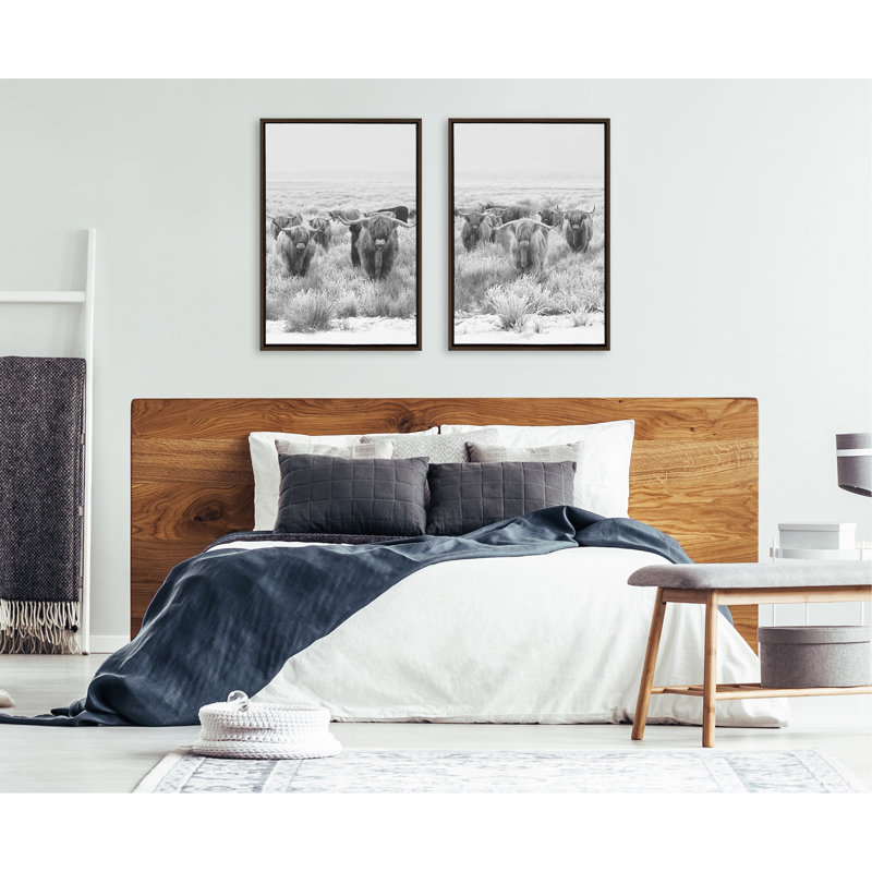 «Herd of Highland Cows» par The Creative Bunch Studio - Ensemble de 2 photographies sur toile flottantes, Cadre brun