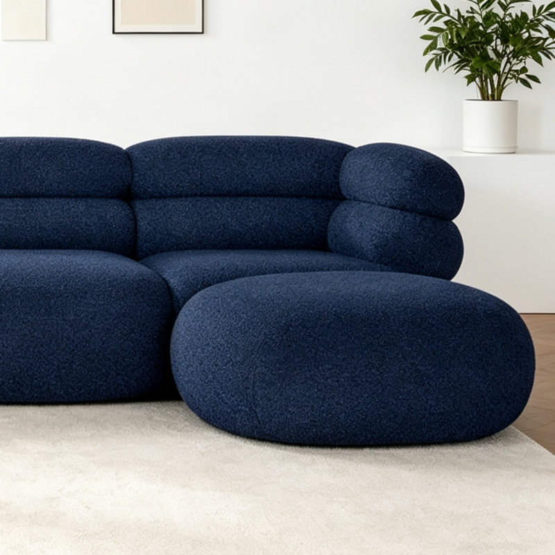 Canapé à trois places créatif en tissu de style français, Blue Fabric