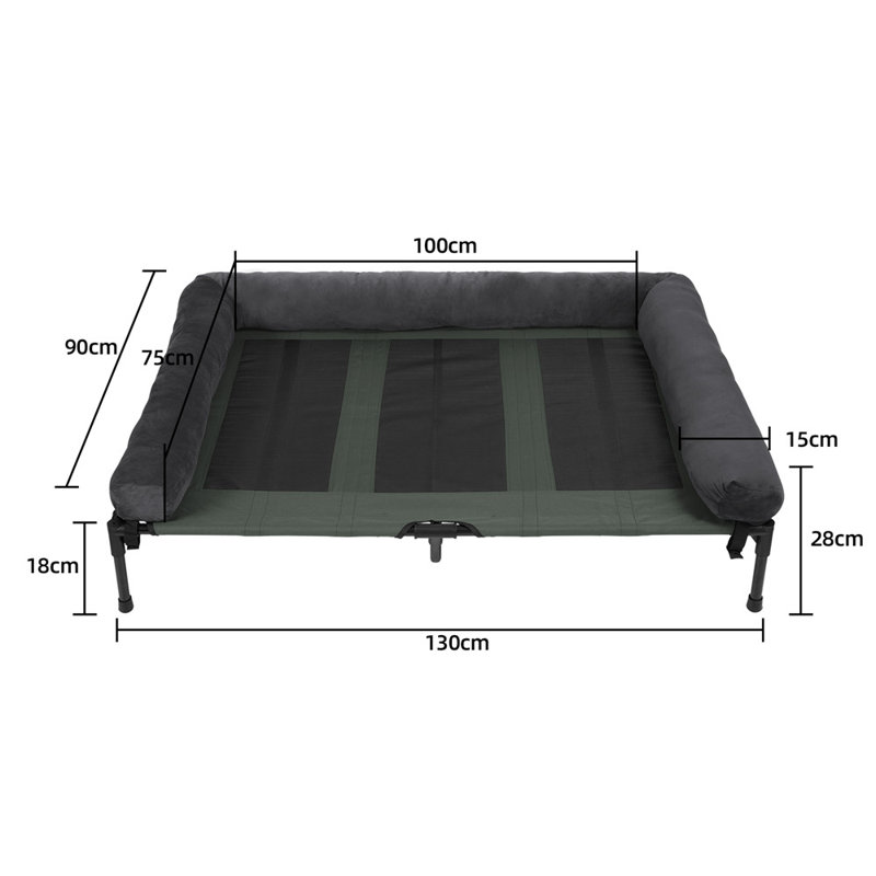 Goetz Pet Bed, Grey, 28cm H x 130cm W x 90cm D