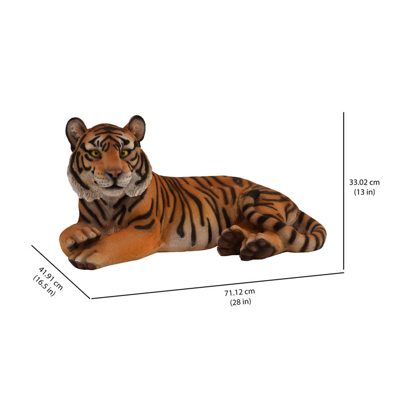 White Tiger Laying Down Statue, Orange